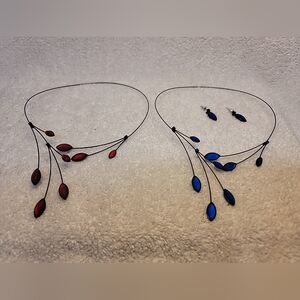 Kristina Collection Jewelry Leaves Memory Wire Bohemian Necklaces & Earrings